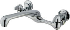 Brass KF200 Wall Mount Kitchen Faucet with Cast Spout, 7-5/8-Inch, Polished Chro