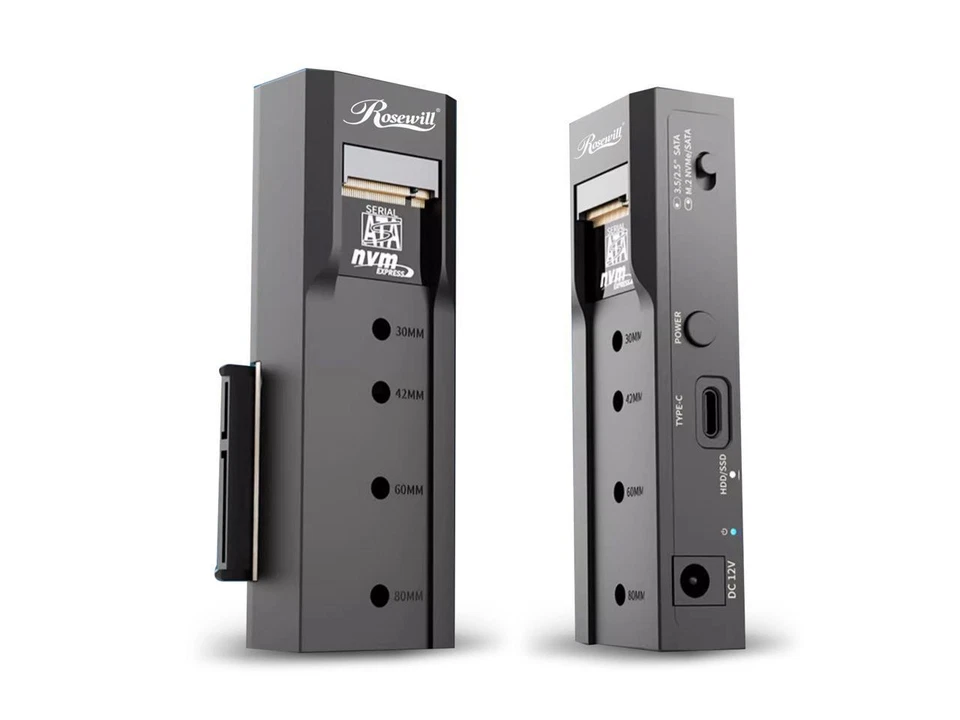 Rosewill USB3.2 Gen2x2 Type-C M.2 NVMe & 2.5" 3.5"  Drive Duplicator, SSD Cloner - Image 2 of 4