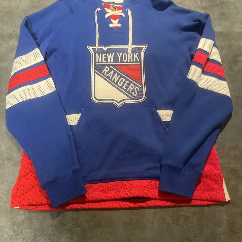 New York Rangers Training NHL Hockey Sweatshirt Hoodie CCM Blue Men Size Large - Image 3 of 4