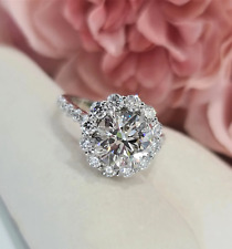 Trendy Art Deco 2 CT Round Cut Moissanite Halo Engagement Ring In 925 Silver