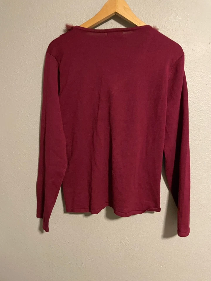 Cárdigan vintage Carducci para mujer talla XL granate bordado piel sintética Y2K nuevo con etiquetas Foto 4 de 4
