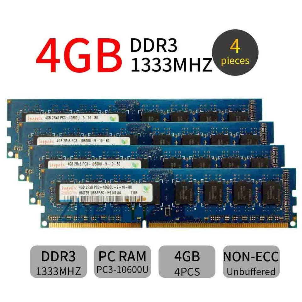 For Hynix 32GB 16GB 8GB 4GB PC3-10600U DDR3 240pin CL9 Intel Desktop RAM Lot UH - Image 3 of 4