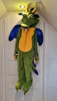 Neu Drachen Kostüm Grün Gr. 110 Drache Dino Dinosaurier Plüsch Cool Süß Kinder 