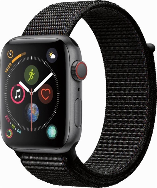 Apple Watch Series 4 44 mm Space Gray Aluminum Case with Black Sport Loop (GPS + Cellular