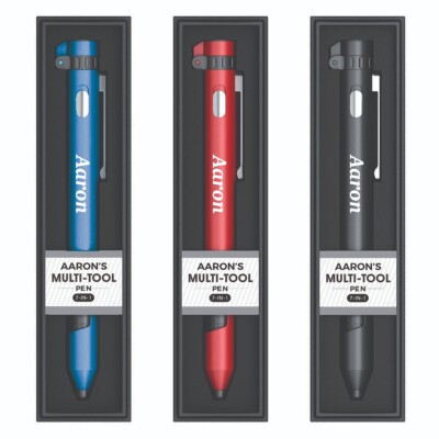 Personalisierter 7-in-1 Multi-Tool Stift - Stylus, Taschenlampe, Schraubendreher Set, Kompass