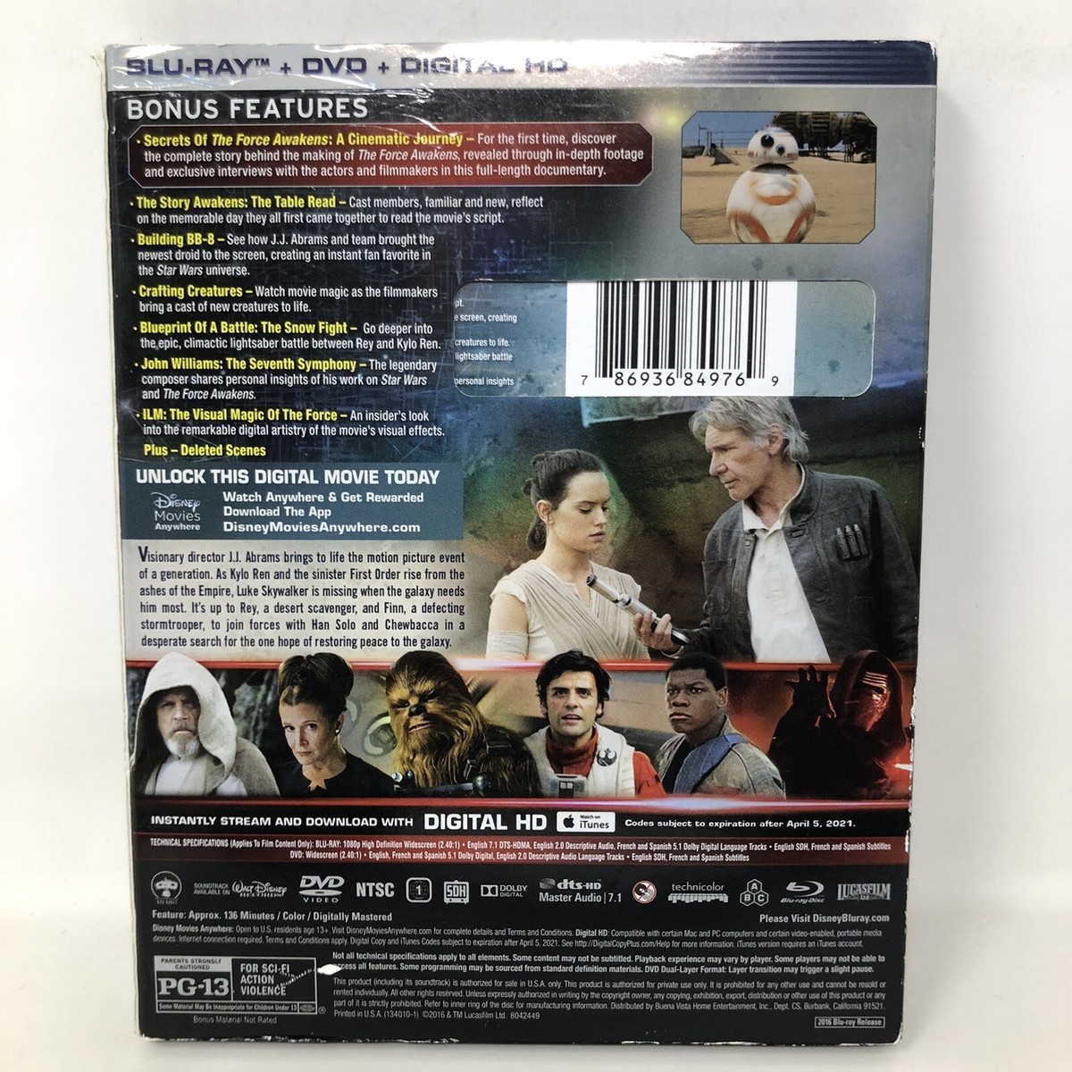 Star Wars IV, V &amp; VI ( 6-Disc set ) / The Force Awakens DVD + Blu 