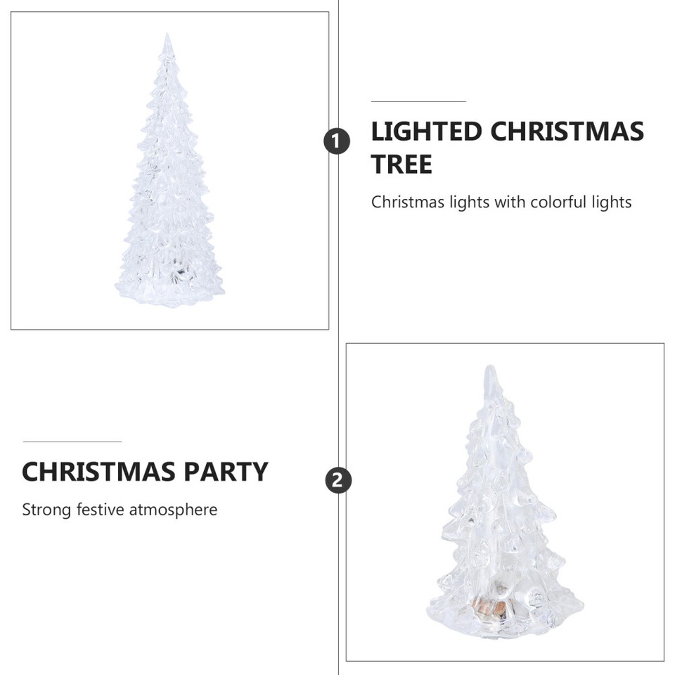 3 Pcs Prelit Tree Acrylic Christmas Tree Figurine Christmas Pencil Tree