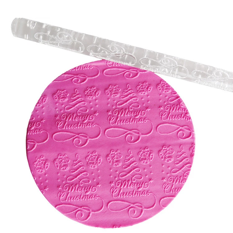 Merry Christmas Rolling Pin Embossed Fondant Icing Cake Decorating Pastry Crafts - Image 4 of 4