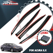 4× For 2013-2022 Acura ILX JDM Wavy Mugen Style Window Visors Rain Guards Vents