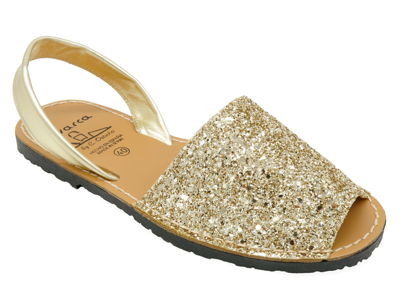 Sandalias de mujer Avarca Menorquina brillantes zapatos Menorca con tiras de cuero