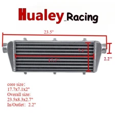 Aluminum Universal Turbo Intercooler Front Mount 23.5"x8.3"x2.7"In/Outlet:2.2''