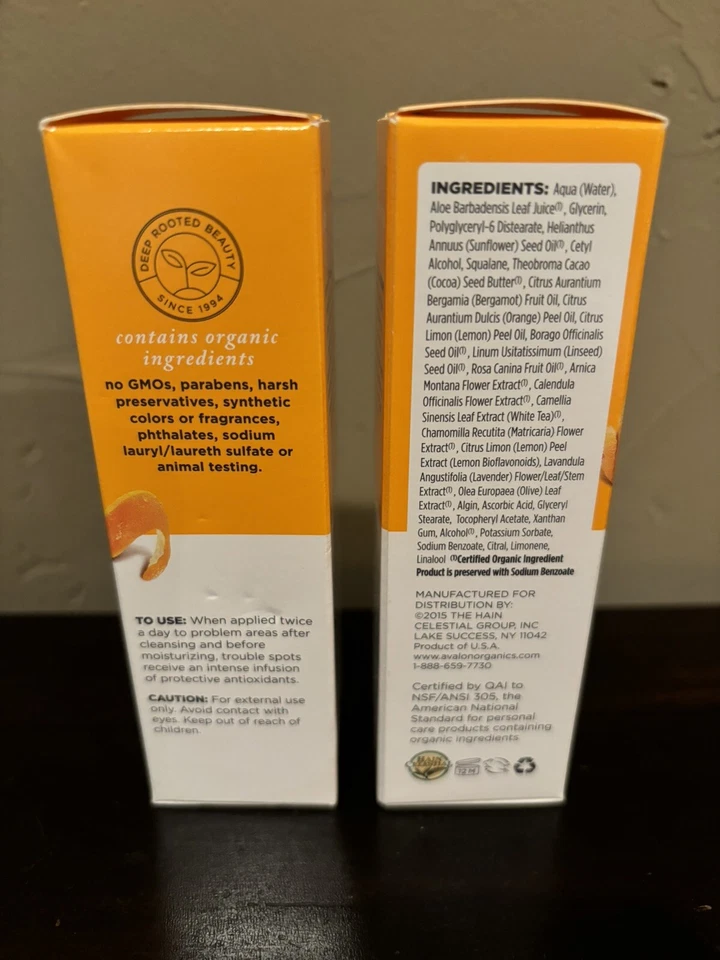 AVALON ORGANICS INTENSE DEFENSE FACIAL SERUM w/Vitamin C New Old Stock Lot of 2 - Image 2 of 4