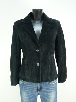 Hallhuber leather jacket size 36 / black & 100% leather ( O 1358 )