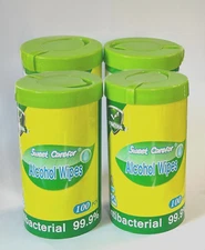 Sweet Carefor Alcohol Wipes, Antiseptic Hand Sanitizer 4 Cans x 100 Wipes