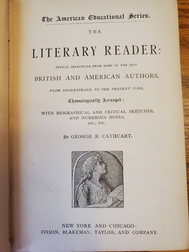 The Literary Reader by George R Cathcart 1874 The American Educational Series - Picture 3 of 9