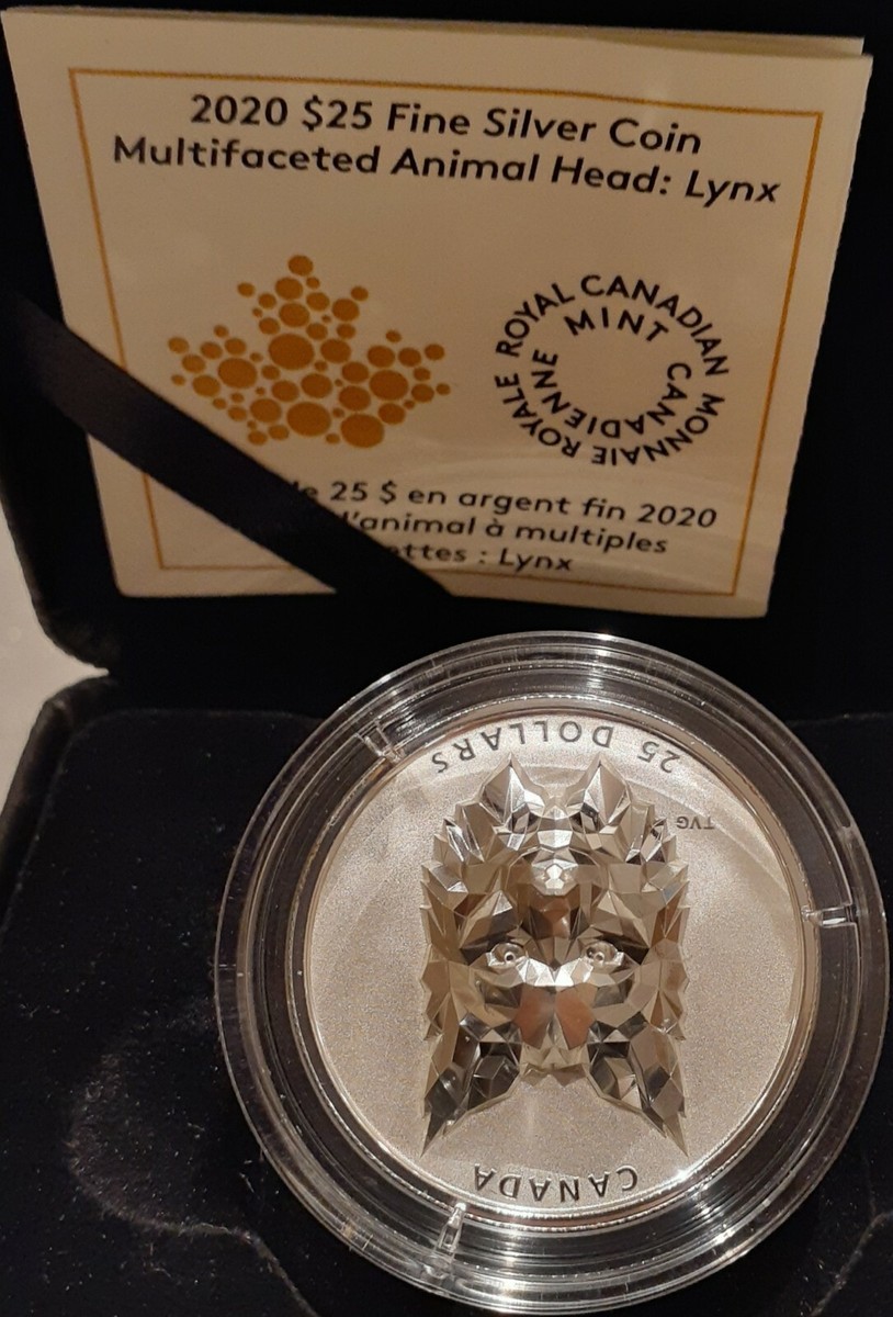 2020 Lynx Multifaceted Animal High Relief Head $25 1OZ Pure