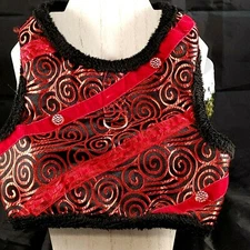 Doggie Design Boutique Dog Vest Sz L Red & Black Rhinestone Embellished Warm