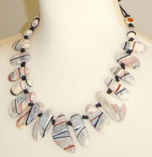 Sobral Newanderthal Marbled Lagrima D'or Beads Artist Made Necklace