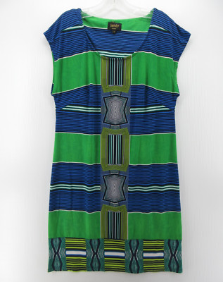 Laundry by Shelli Segal Dress Women Medium Blue Tunic Shift Geometric Boho