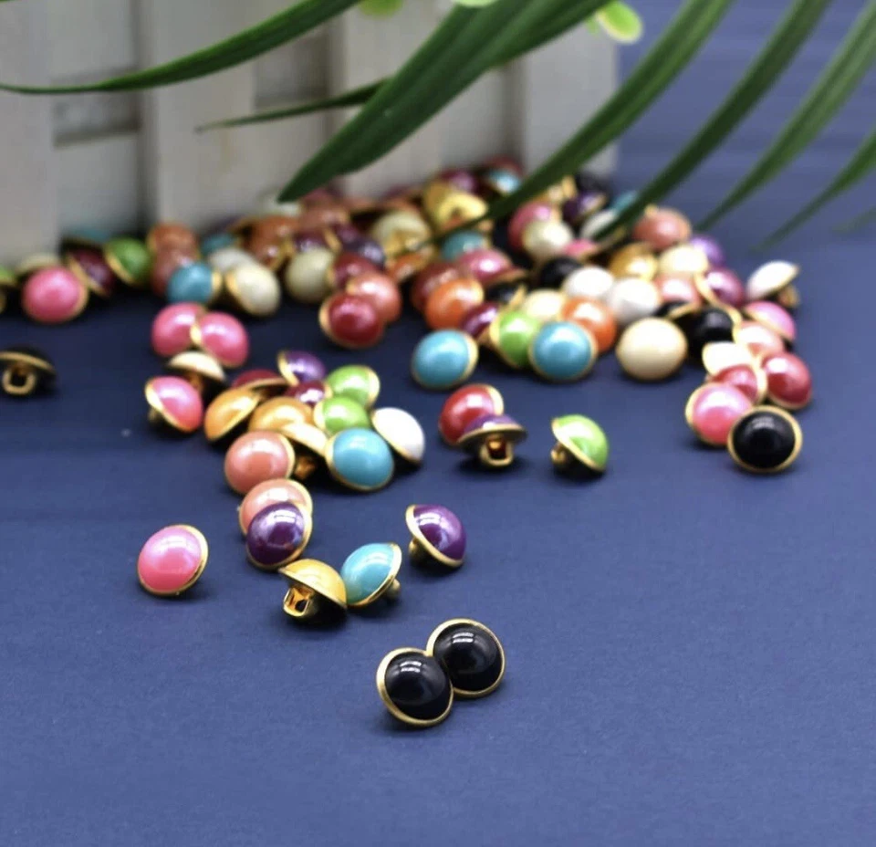 120 Pcs 10mm Pearl Buttons Half Resin Dome Cap w/ Metal Shank 12 Colors - A0128 - Image 3 of 4