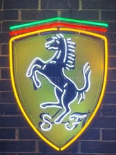 US STOCK 20" Ferrari Prancing Horse Neon Sign Light Lamp HD Vivid Printing