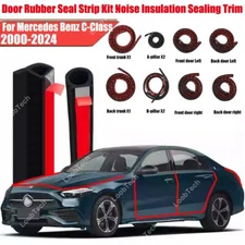 For Mercedes C- Class Door Rubber Seal Strip Kit Noise Insulation Sealing Trim