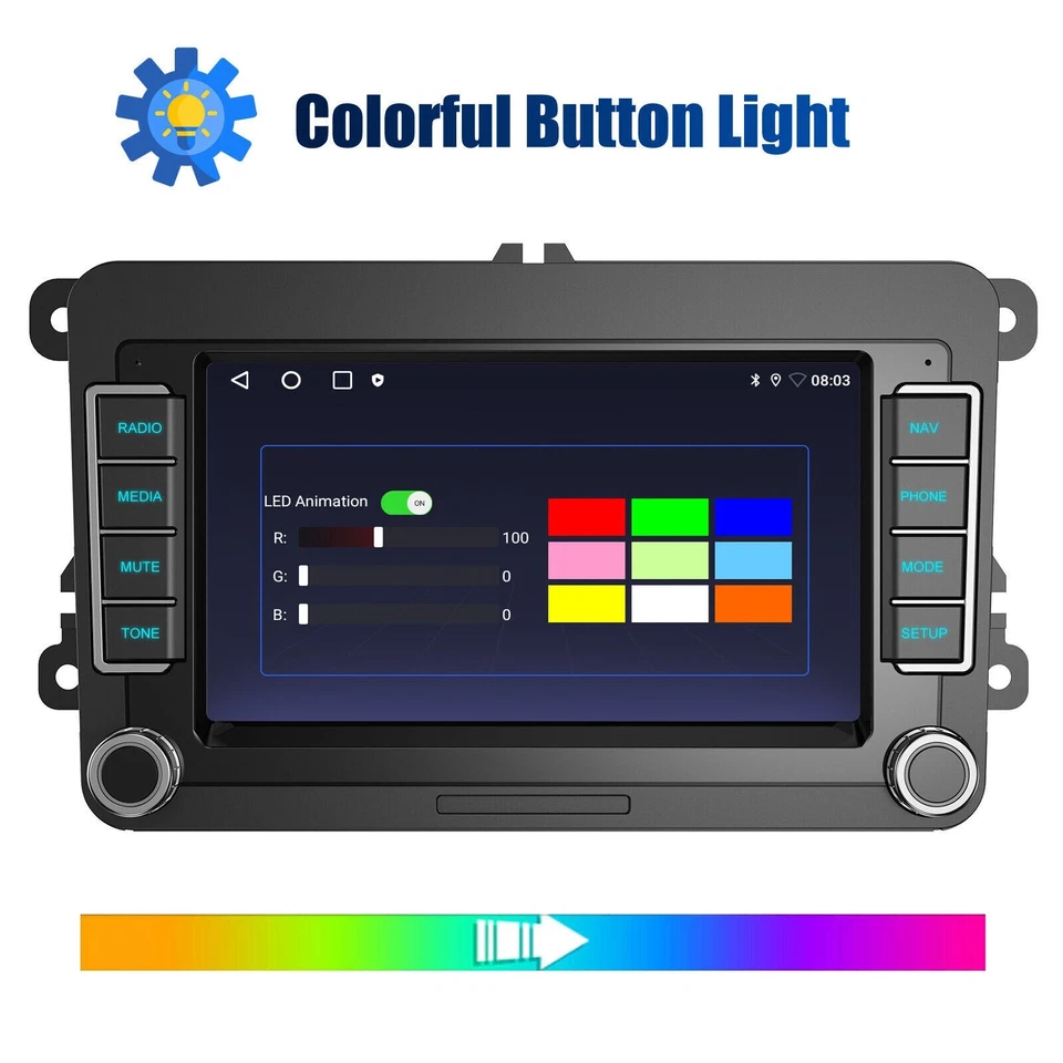 7" AUTORADIO RDS Android 13 GPS USB Carplay For VW GOLF 5 6 Polo Touran Caddy T5 - Photo 2/4