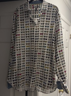 Luchiano Visconti Black Shirt Mens X Large Colorful Glasses