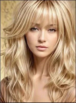 Real Human Hair New Fashion Layered Long Golden Blond  Wavy Women's Wigs 20In