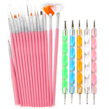 20Pc Nail Art Painting Brush Pen Tools Kit UV Gel Building Drawing Linering Bru