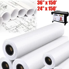 24"x150' 36"x150' 20lb Bond Plotter Paper for Wide Format Inkjet Printers 2"Core