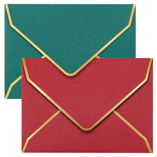 Invitation Envelopes, 50-Pack 5x7 Envelopes for Invitations, Gold Foil Border...