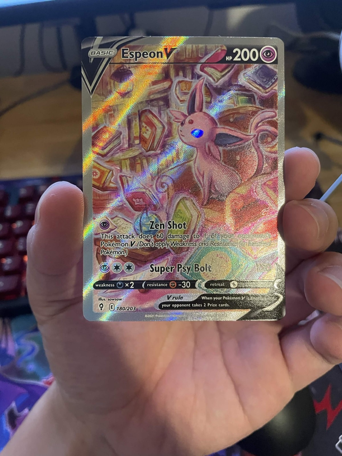 Pokemon TCG Espeon V 180/203 Evolving Skies Ultra Rare Full Alt Art Holo Eng NM