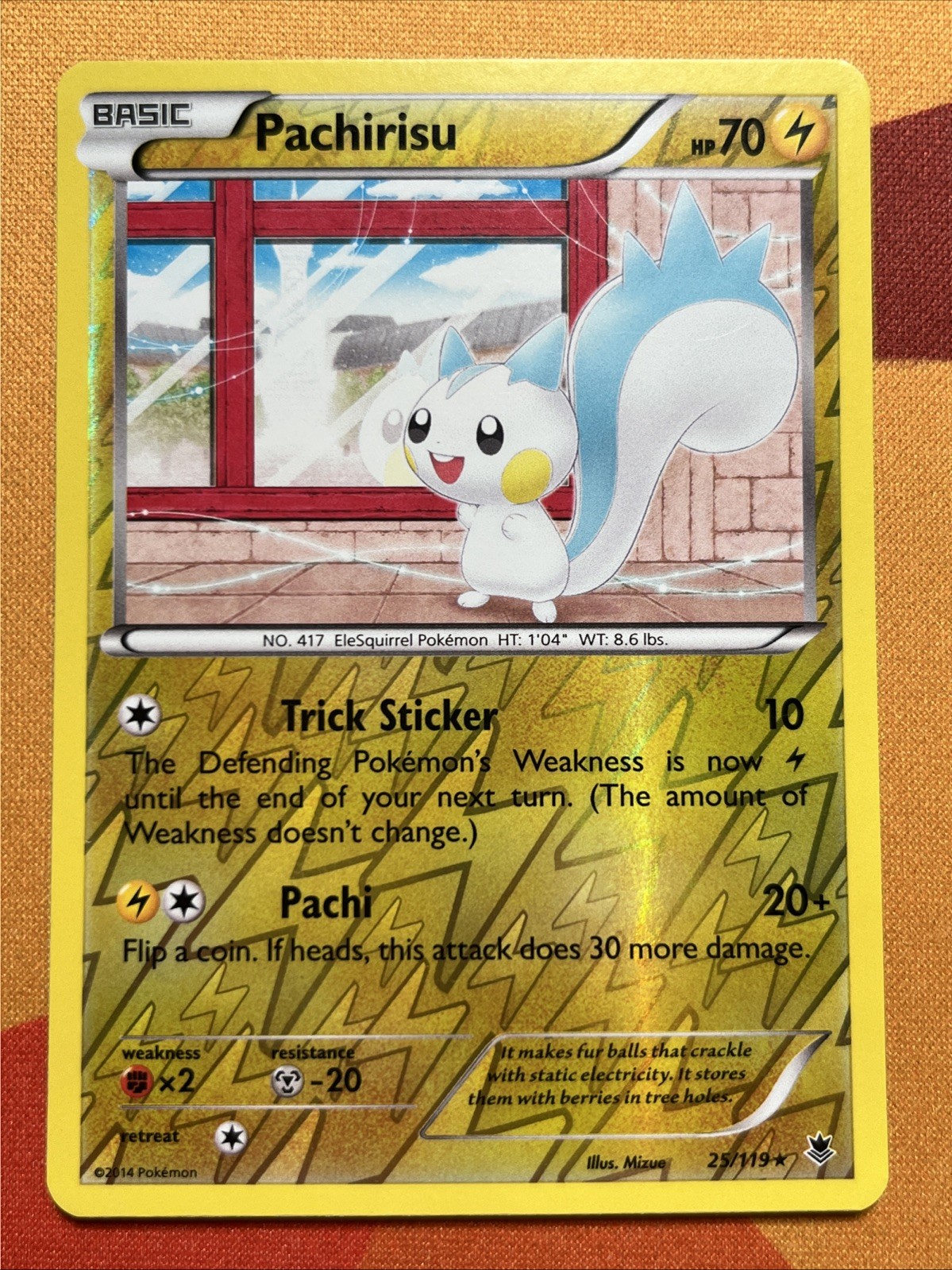 Pokemon Card - Pachirisu - Reverse Holo - Rare (25/119) XY Phantom Forces NM
