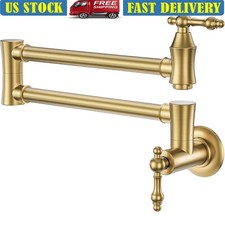 Brass Pot Filler Faucet Wall Mount 360 Swivel High Flow Dual Swing Arm New