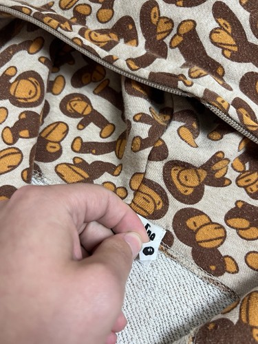 00s BAPE Baby Milo Full Print Vintage Y2K Brown Zip Hoodie Archive Nigo - Picture 6 of 11