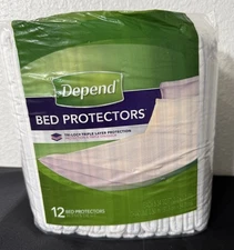 NOS Depend Incontinence Underpads 12 Count Bed Protectors Triple Layer Stripes