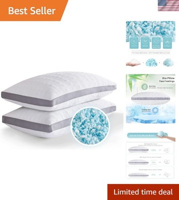 Cooling Pillows King Size Set of 2,Shredded Memory Foam Bed Pillows for Sleep...