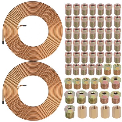 2 Sets 25 FT 3/16'' Brake Line Tubing Assortment Kit with 60 Pcs Brake Line 