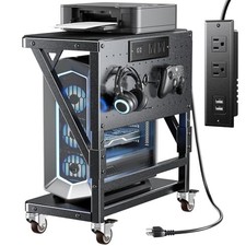 Computer Tower Stand with Charge Station and USB Port,Pc CPU Holder Cart for