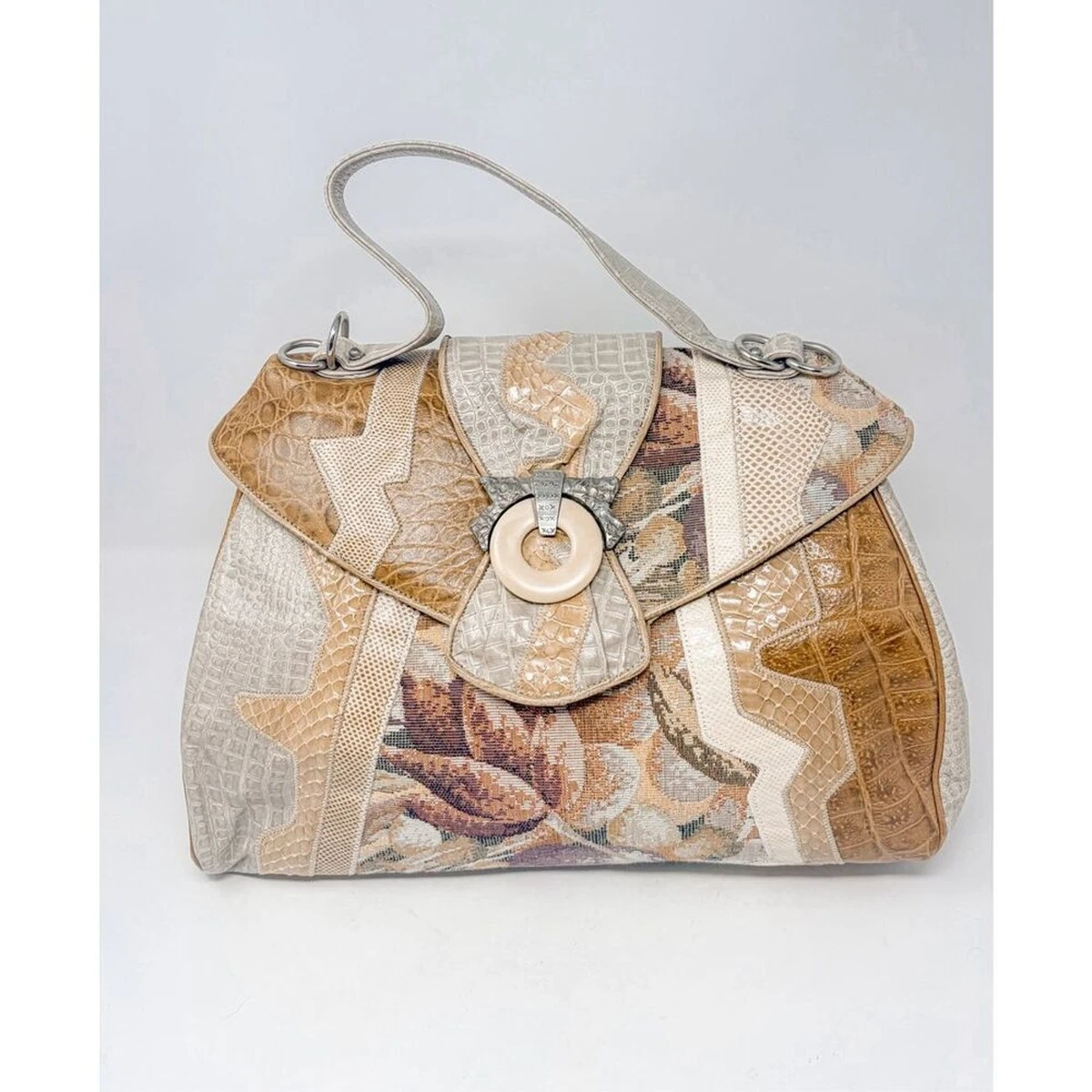 Sharif vintage leather Geometric bucket Bag purse Sharif Legacy 100% Leather Printed Lizard Bucket Bag | HSN main image 3