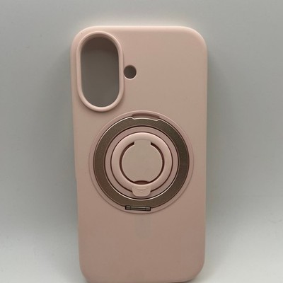 SURPHY iPhone 16 6,1'' Hülle Flüssig Silikon Magnet Ständer Stoßfest Hellrosa