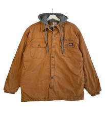 Dickies Jacket Mens L Brown Canvas Hooded Workwear Insulated Padded