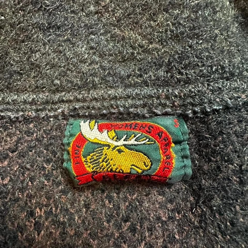 Chaqueta vintage Alpes naturaleza exterior lana cremallera completa talla pequeña LEER Foto 3 de 4