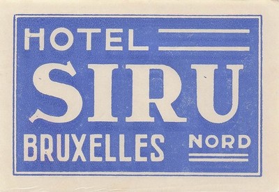 Hotel Siru Brusells Belgium Vintage Luggage Label