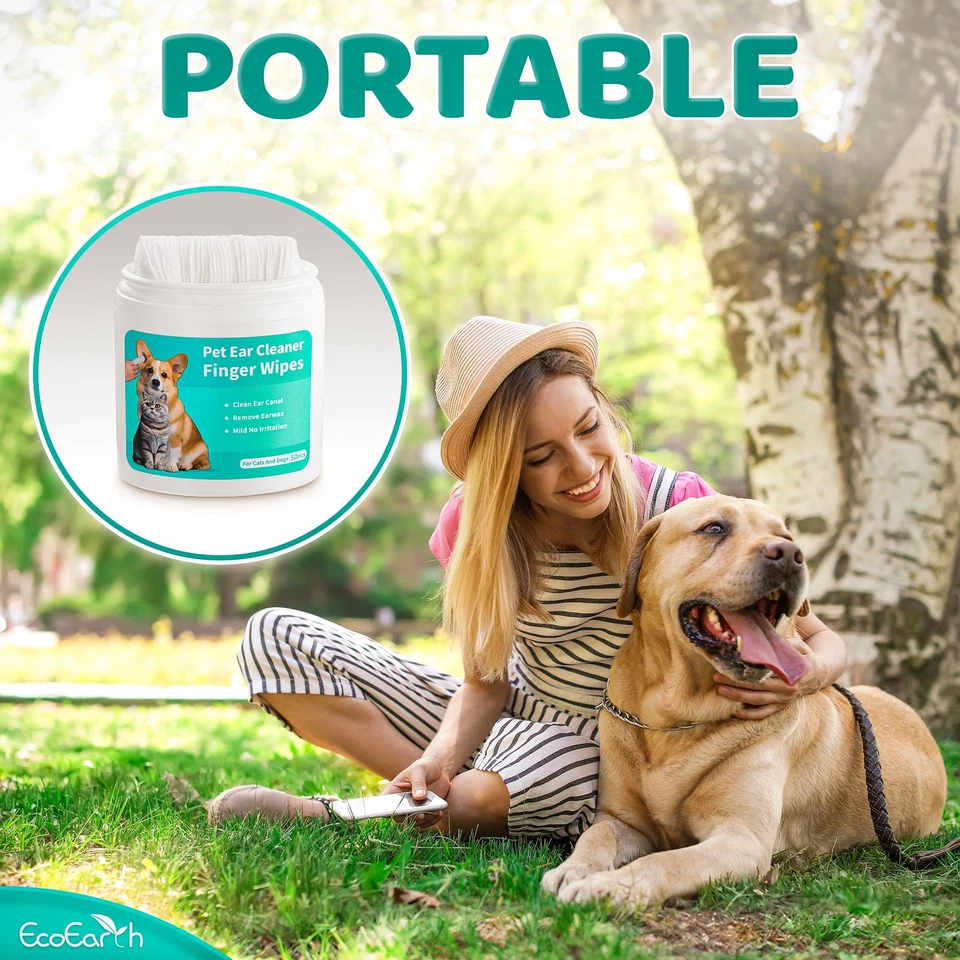 Toallitas limpiadoras de oídos para mascotas, toallitas desechables para dedos para perros y gatos limpieza de oídos Foto 4 de 4