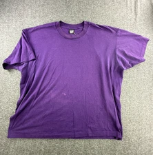 Vintage 90s Screen Stars Best T-Shirt 3XL Purple Blank USA 50/50 Single Stitch