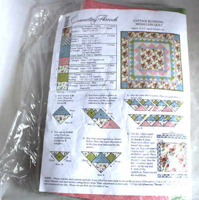 CONNECTING THREADS Pattern & Fabric QUILT KIT  Cottage Blossoms Medallion Quilt