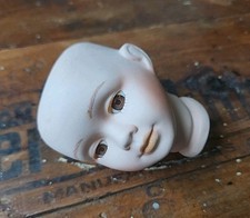 Porcelain Doll's Head for Crafting Art 3" H Brown Glass Eyes: DP