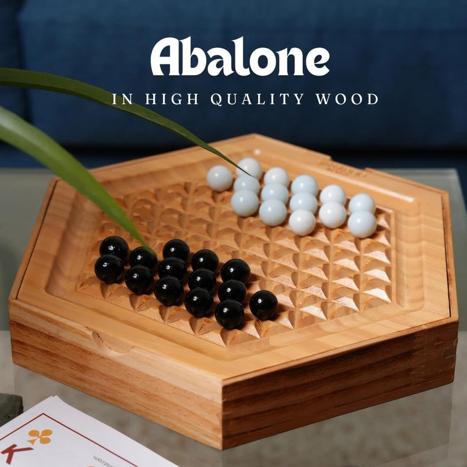 Настольная игра Abalone, стратегическая игра Marble, игра из цельного дерева с 28 шариками, 2 P - Изображение 4 из 4